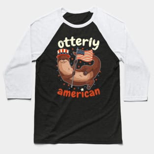 Patriotic Otterly American Flag 4th of July Otter Uncle Sam Baseball T-Shirt